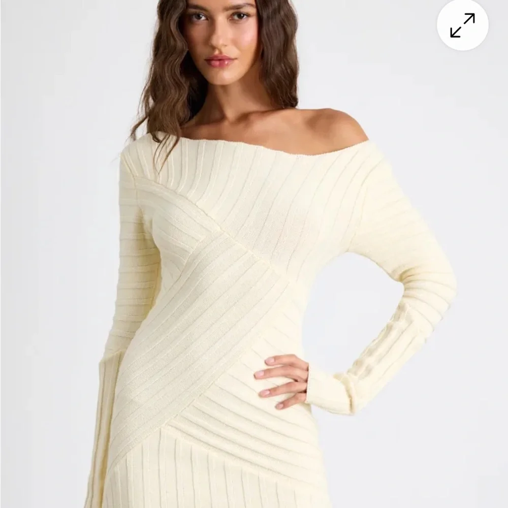 Lulu's Cream Off-Shoulder Dress - Picture 2 of 3